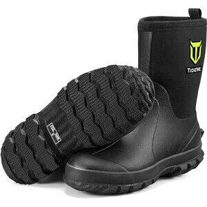 TIDEWE Rubber Boots for Men 5.5mm Neoprene Insulated Rain w Steel Shank Size 9